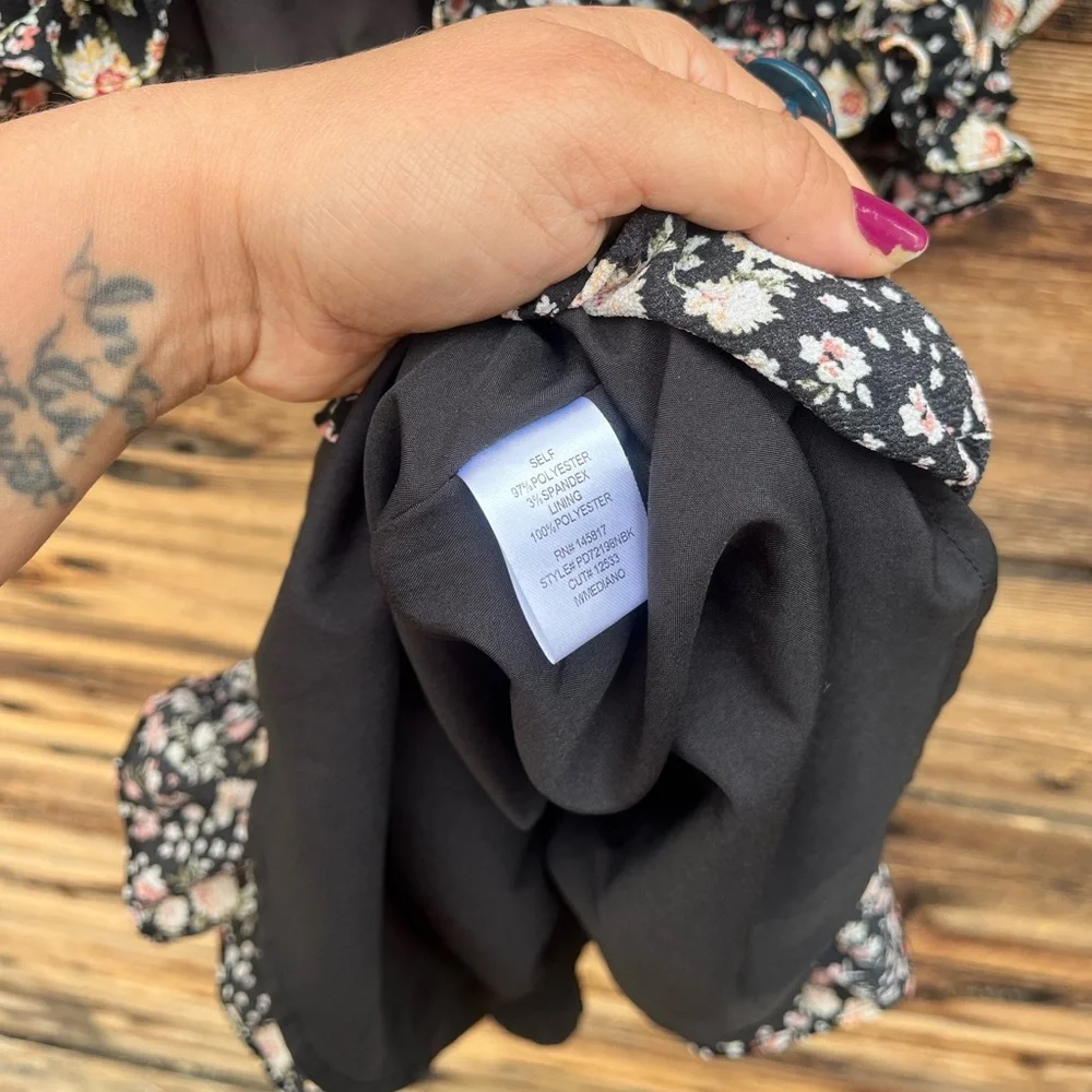 PRIVY | Black and White Floral Mini Dress M